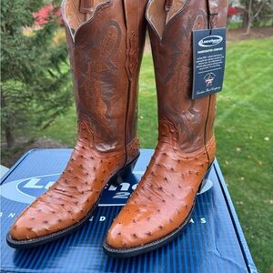 Lucchese Cognac Full Quill Ostrich Women’s Cowboy Boots
